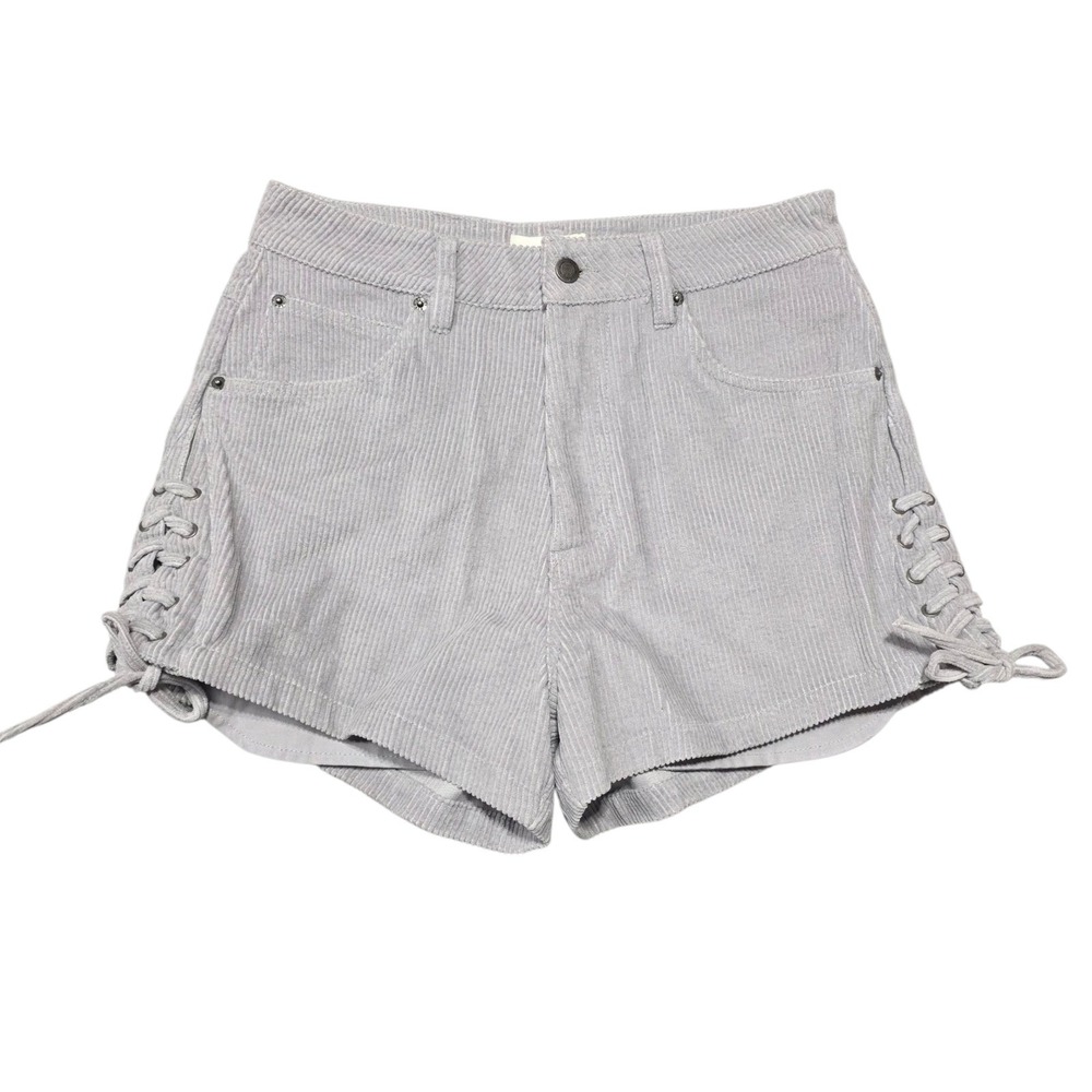 Honor The Gift Corduroy Lace Up‎ Shorts Womens Medium Gray Cotton Side Tie
